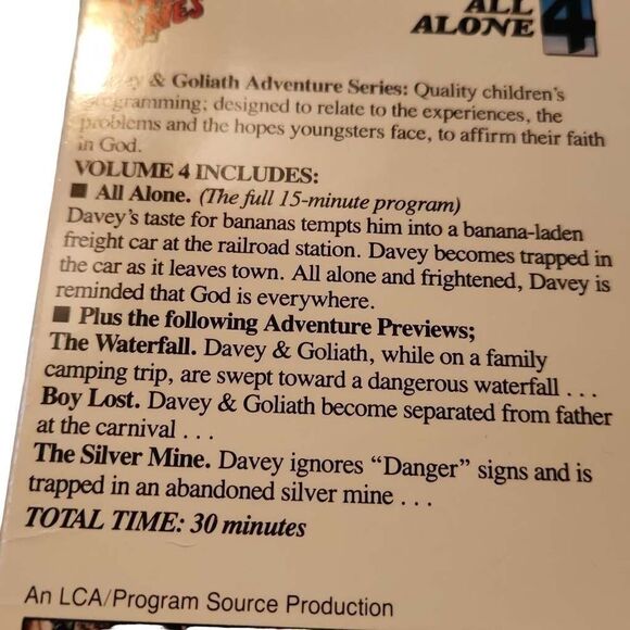 Vintage VHS Adventure Series Volume 4 All Alone Davey & Goliath - Picture 2 of 4